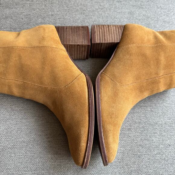 Madewell Chelsea Boot Lather Brown Tan Suede Block Heel Women’s Sz 8.5 - Picture 7 of 12